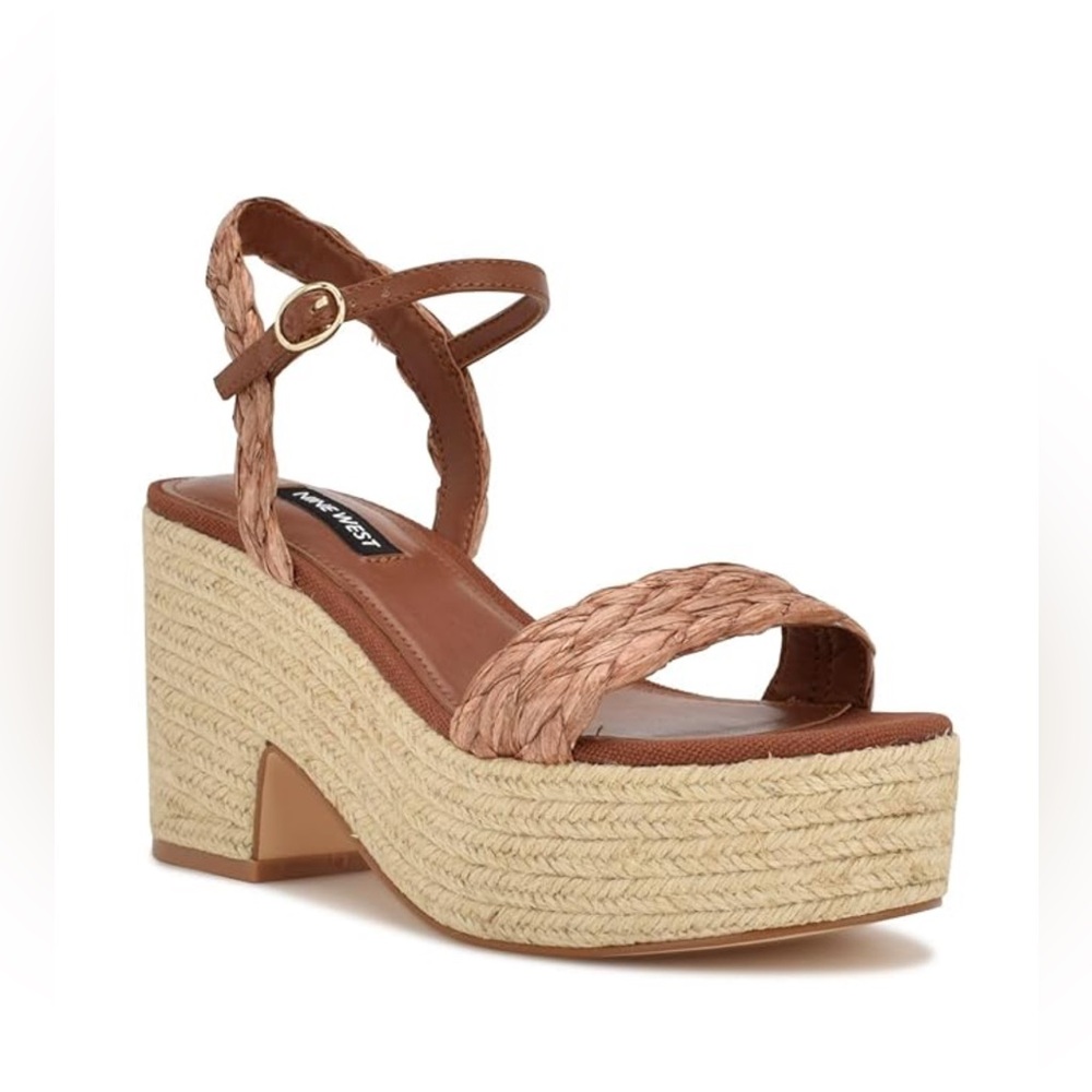 Nine West Espadrille Platform Sandals Size‎ 12 Tan Boho Summer Wedge New NWOB
